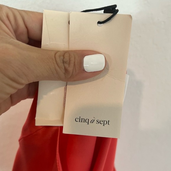 CINQ A SEPT STACE ONE SHOULDER SILK TOP IN NEON CORAL WOMEN MEDIUM B… - Picture 6 of 9